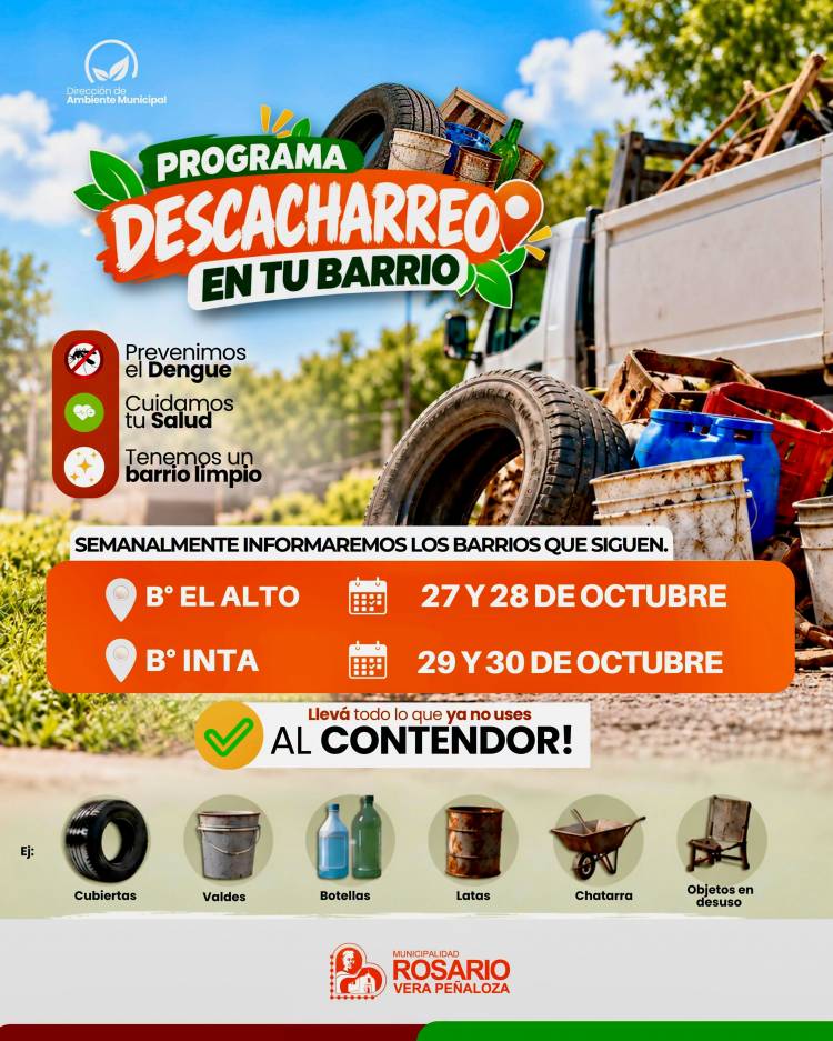 Rosario Vera Peñaloza impulsa una campaña de limpieza barrial para prevenir el dengue