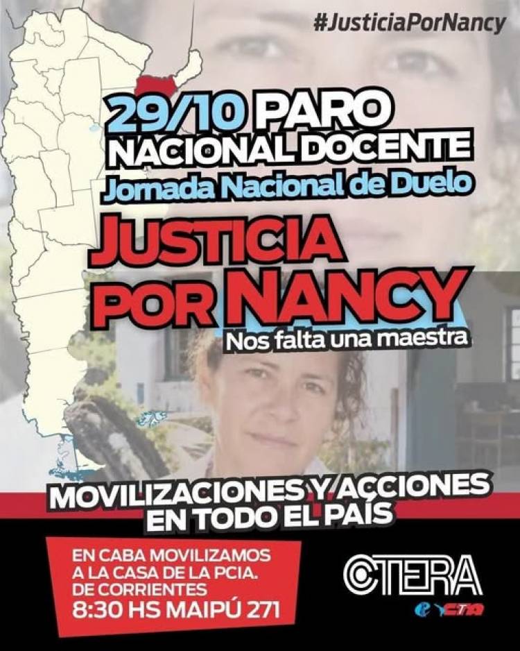 Docentes de todo el país se adhieren al paro nacional en reclamo de justicia por Nancy Godoy