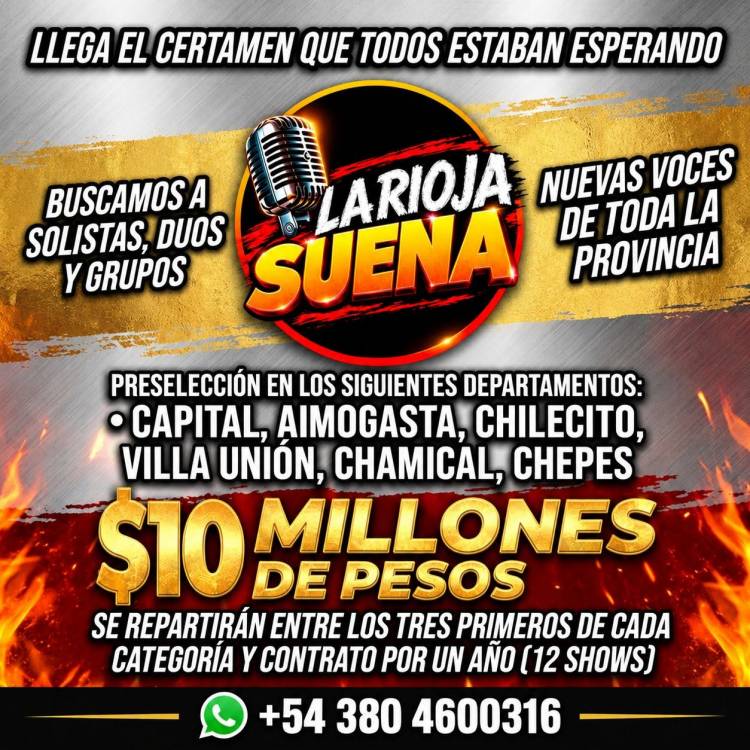 “La Rioja Suena”: lanzan un certamen provincial de canto con 10 millones de pesos en premios